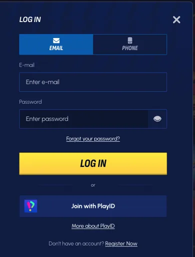 Reference image of the Betscore login interface with email and phone tabs